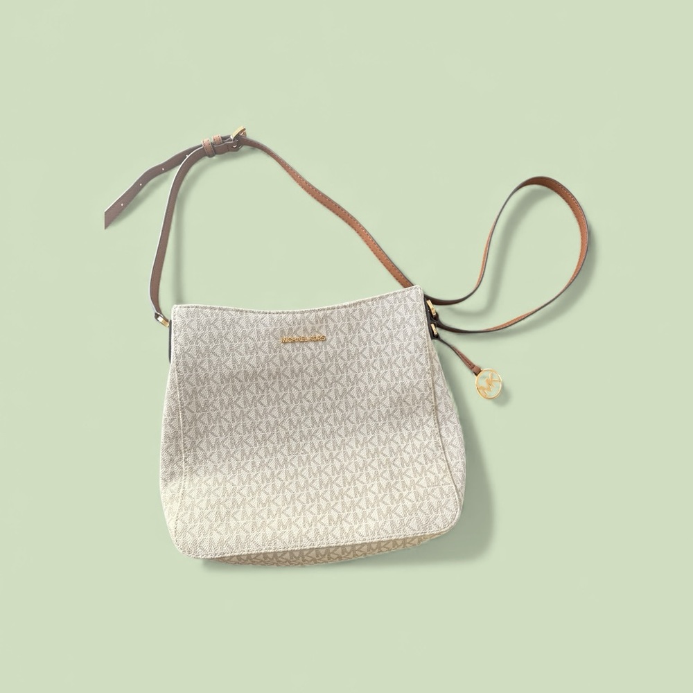 Michael Kors White and Tan Shoulder Bag